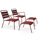 thumbnail of Oviala Set van 2 paarse metalen relaxfauteuils met voetensteun