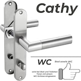 thumbnail of Langschild Drückergarnitur Edelstahl gebürstet CATHY WC - Badezimmer Türbeschlag für Innentüren