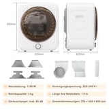 thumbnail of Merax Mini-Ablufttrockner 3 kg, 1350 W, 8 Programme, NTC-Sensor, Edelstahl-Trommel, wandmontierbar, 65 dB, Doppelfilter, 53.5×42×65 cm, Weiß