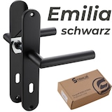 thumbnail of Langschild Drückergarnitur Edelstahl gebürstet EMILIA SCHWARZ WC - Badezimmer Türbeschlag