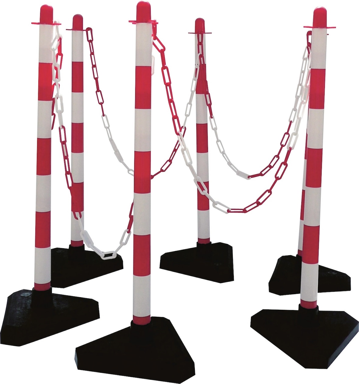 Kettenständerset (6 Ständer + Zubehör), aus Kunststoff, weiß-rot,