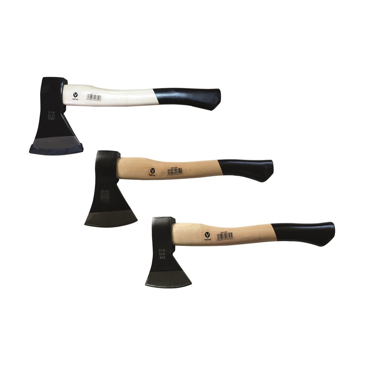 3 tlg Set Axt 600 800 1000g Gartenaxt Holzstiel