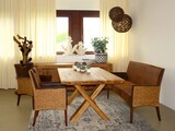 thumbnail of Esszimmer Stühle Set 4 Stück Rattan Armlehner Sessel Bilbao Polsterstuhl Polstersessel prairie brown