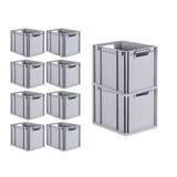 thumbnail of PROREGAL SuperSparSet 10x Eurobox NextGen Economy mit Scharnierdeckel & roten Verschlüssen, Griffe offen, HxBxT 32x30x40cm, 30L, Eurobehälter, Box