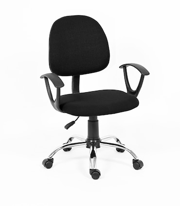 CRO Sedia da scrivania in tessuto - regolabile in altezza - con base cromata e rotelle in nylon - con braccioli - cm 60x56 h. cm 84/94