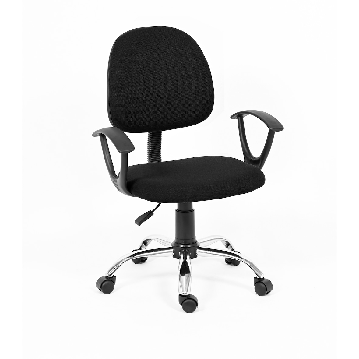 CRO Sedia da scrivania in tessuto - regolabile in altezza - con base cromata e rotelle in nylon - con braccioli - cm 60x56 h. cm 84/94