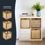 thumbnail of HMF Aufbewahrungskorb passend für Kallax Regale, Korb aus Rattan mit Wiener Geflecht und Akazienholz, Muster 1, 32 x 34 x 32 cm