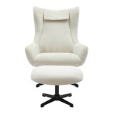 thumbnail of SalesFever Sessel und Hocker Set | mit Drehfunktion | Bezug Cord-Stoff | Beine Metall | B 82 x T 85 x H 106 cm | beige – schwarz