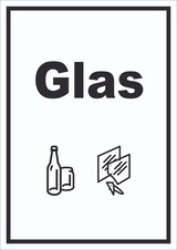 thumbnail of Glas Mülltrennung Schild Text Symbol Scheibe Flasche hochkant A5 Rückseite selbstklebend