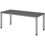 thumbnail of bümö manuell höhenverstellbarer Schreibtisch 180x80 cm in Graphit, Metall-Gestell: Silber - PC Tisch höhenverstellbar & belastbar bis 140 kg, Büro-