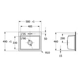thumbnail of Villeroy&Boch Keramik-Spülbecken mit Handbetätigung, Subway Style 60 S flat Weiß Alpin 580x490mm, inkl. Abtropfgitter