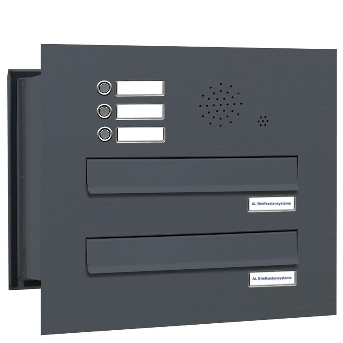 AL Briefkastensysteme 2 Fächer Premium Durchwurf Briefkasten A4 RAL 7016 Anthrazit Grau, Post A4, robust, wetterfest, Artikelnummer: 132P2DV1K3SP7016