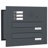 thumbnail of AL Briefkastensysteme 2 Fächer Premium Durchwurf Briefkasten A4 RAL 7016 Anthrazit Grau, Post A4, robust, wetterfest, Artikelnummer: 132P2DV1K3SP7016