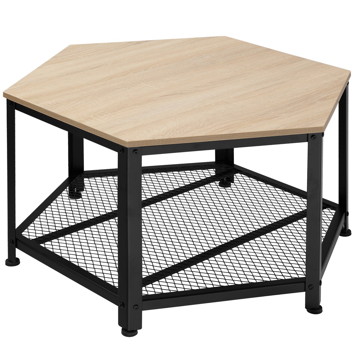tectake Mesa de centro Norwich 86,5x75x46,5cm  Madeira Industrial Clara, Carvalho Sonoma