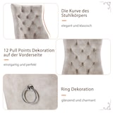 thumbnail of Merax Polsterstühle(Set, 4 St), Stuhl Hellbeige Samt Esszimmerstuhl, hohe Rückenlehne, mit Knopfsteppung, Gestell aus Massivholz, Hellbeige