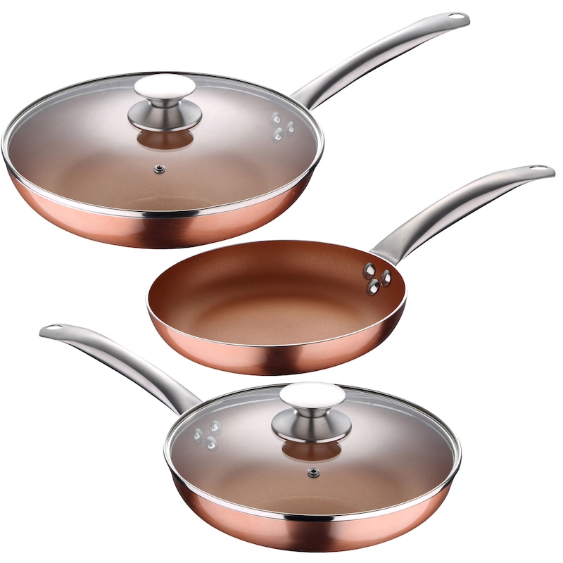 Set Da Cucina 5 Pezzi SAN IGNACIO: Pentole In Acciaio Inox Toledo (16,18,20 Cm) E 3 Padelle Optimum Plus In Alluminio (18,22,26 Cm), Antiaderenti, Adatte A Induzione - 4