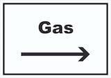 thumbnail of Gas Schild mit Text und Richtungspfeil rechts Anschluss waagerecht A1 (594x841mm)