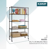 thumbnail of Gitterregal mit Rollen "Maya" - 5 Böden - 89 x 34 x 150 cm / Schwarz