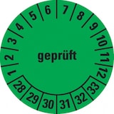 thumbnail of Dreifke® Prüfplakette geprüft 28-33, grün, Dokumentenfolie, selbstklebend, Ø30mm, 500 Stk.
