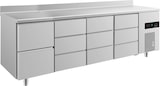 thumbnail of Gastro Kühltisch 2 Schubladen links je 3 Schubladen mittig&rechts Umluftkühlung Aufkantung, 2330x700x850mm -2/+8°C 632l