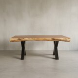 thumbnail of Esszimmertisch 200 x 100 x 77 cm Akazie Landhaus-Stil Voll-Holz, Design Esstisch rechteckig, Tisch für Esszimmer Baumstamm, Küchentisch 8