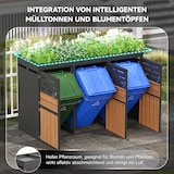 thumbnail of Merax Outdoor Mülltonnenbox für 3×240L Mülltonnen, 199×80×128 cm, 3-türige Mülltonnenverkleidung mit Pflanzkasten, Grau