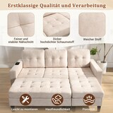 thumbnail of Multifunktionales L-Form Sofa mit Hocker, LED-Beleuchtung, USB-Anschluss, Chenille-Stoff, 500 kg belastbar, Gesamtgröße 185x135x85 cm, Beige