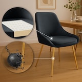 thumbnail of Cadeira de jantar Elmira em veludo preto/metal dourado