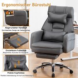thumbnail of Bürostuhl ergonomisch drehbar mit Fußstütze Dunkelgrau 118x69x78 cm verstellbare Rückenlehne bis 155 Grad Lendenstütze Kopfstütze