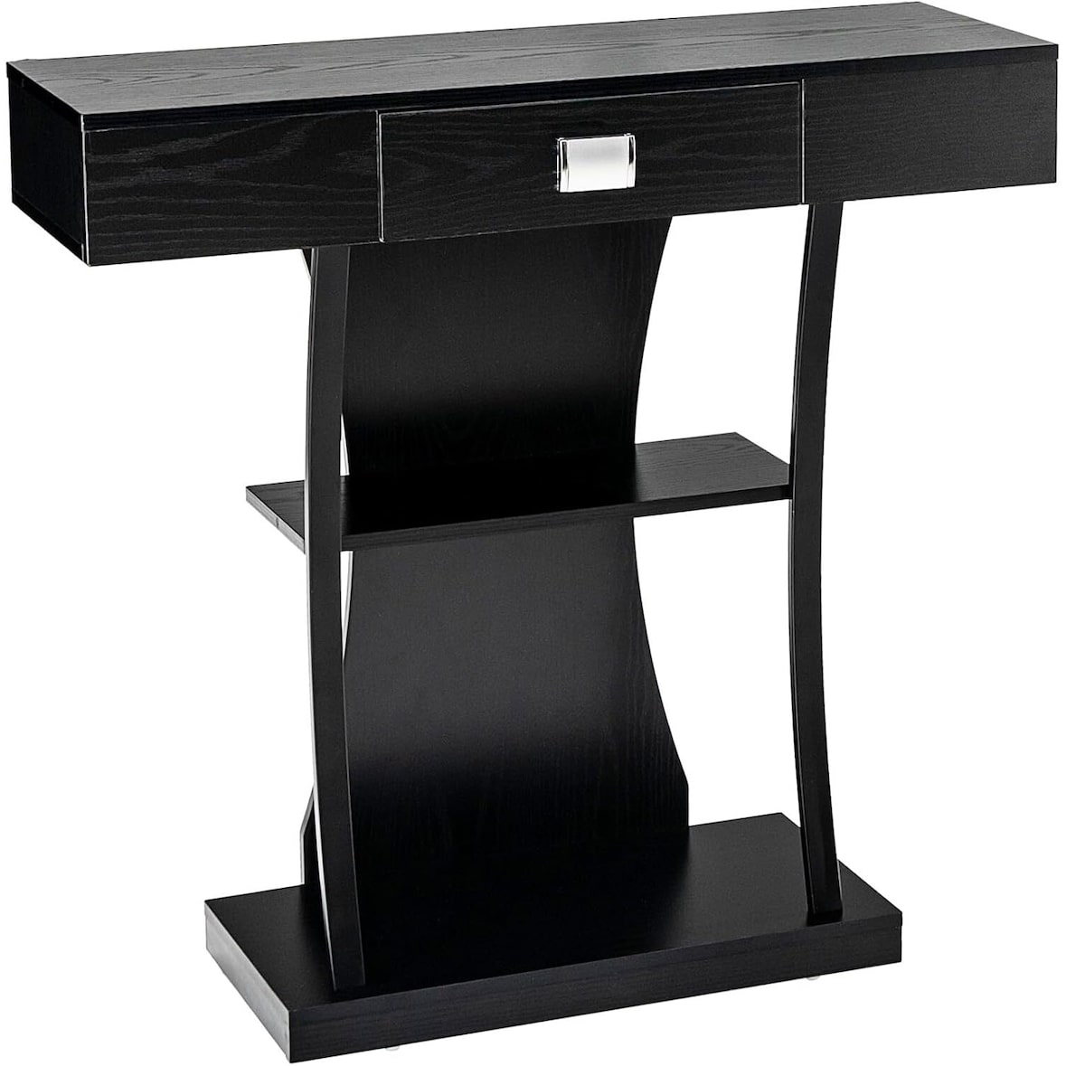 COSTWAY Mesa de Consola de Madera con Cajones y 2 Estantes Mesa de Pasillo Mesa Lateral Estrecha con Protección Antivuelco para Entrada