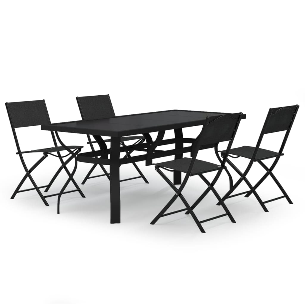 Helloshop26 - Conjunto de comedor de jardín exterior de 5 piezas muebles grises y negros 02_0013798