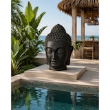 thumbnail of Cabeza de Buda decorativa jardín hormigón negro 50 cm figura escultura zen exterior 40 kg terraza patio