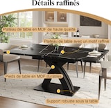 thumbnail of Ausziehbarer Esstisch 160x80x76  Schwarz mit schwarz weißer Musterplatte X Querstreben Metallauszug MDF Tischplatte für Küche Wohnzimmer Balkon