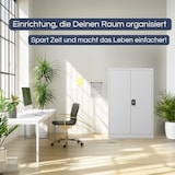 thumbnail of Aktenschrank abschließbar KADO 4 Ebenen verstellbar Flügeltüren Metallschrank Werkstatt Büroschrank aus Stahl Werkzeugschrank 140x90x60cm Grau