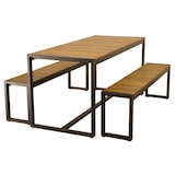 thumbnail of METRO PROFESSIONAL Set di mobili da esterno Modano 3 pezzi, legno di acacia/acciaio, 1 tavolo 162 x 70 cm, 2 panche 147 x 30 cm, marrone naturale/nero