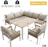 thumbnail of Merax set modular de jardín para 6-8 personas, sofá esquinero, 2 sofás sillón, 2 sillones individuales, mesa, cojines, beige