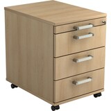 thumbnail of Rollcontainer 58cm 3 Schübe Schloss Chromgriff Eiche