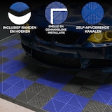 thumbnail of Geventileerde Kliktegels 6m x 6m voor Garage en Werkplaatsen, Antislip - 120 Zwart en 120 Blauw