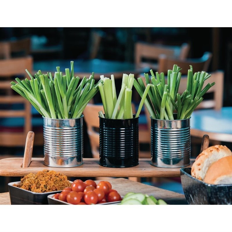 Recipiente de aço galvanizado preto em forma de lata Olympia CP498