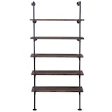 thumbnail of Scaffale libreria industriale HWC-C45 metallo legno di paulonia 5 ripiani 28x80x165cm marrone