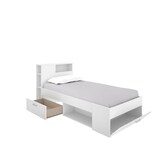 thumbnail of Dmora Letto per bambini Cristallo, Lettino per cameretta con testiera, Struttura per letto singolo con cassetto e scaffali, 218x99h96 cm, Bianco