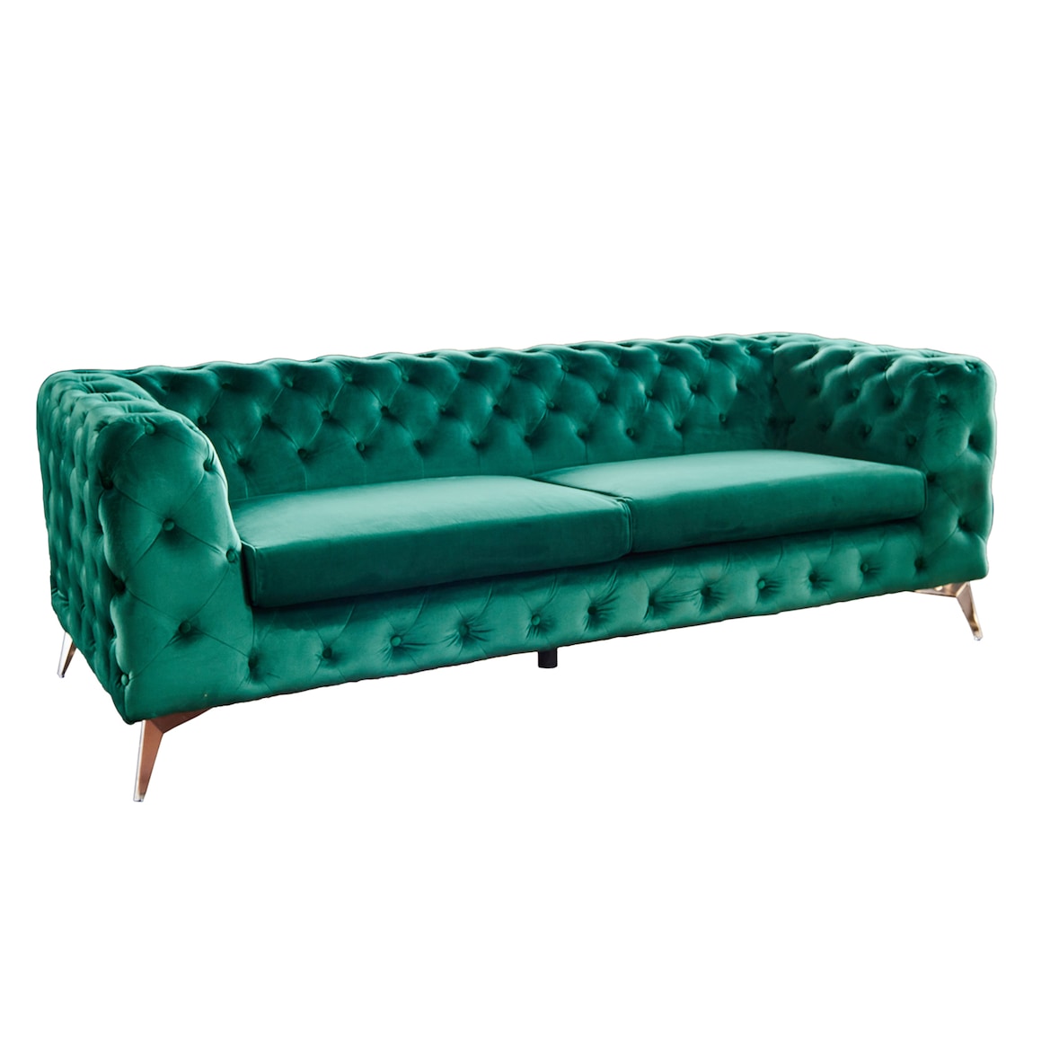 KAWOLA Sofa NARLA Chesterfield 3-Sitzer Velvet grün