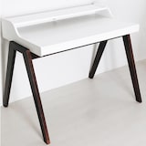 thumbnail of Aranaz- Mesa escritorio Nere blanco pata marrón con cajón, medidas 76 x 104 x 86 cm