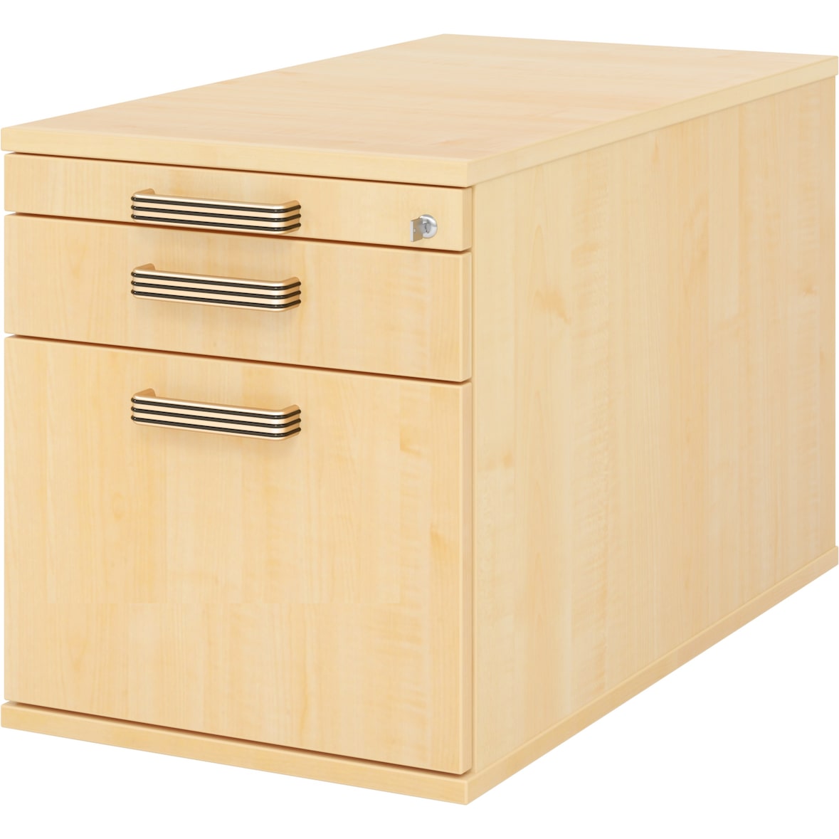 bümö Rollcontainer mit Hängeregister für Hängeordner, Container abschließbar in Ahorn - Rollwagen mit Hängeregistratur als Schreibtisch Unterschrank