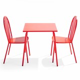 thumbnail of Set van bistrotafel en 2 rode stalen stoelen - Oviala