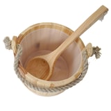 thumbnail of Secchio per sauna con inserto HWC-B26, accessori sauna secchio per sauna mestolo per infusione, legno di pino 3,5 L ~ marrone chiaro