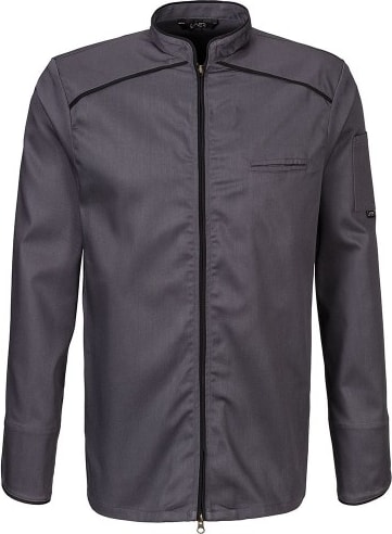 221 - Kochjacke langarm, 2-wege RV, Fb. graphit, Paspel schwarz : schwarz 65% Polyester 35%Baumwolle 220 g/m² 2XL