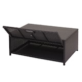 thumbnail of Juego de polirratán HWC-J34, juego de balcón/jardín/salón Sofá, compartimento ~ negro, cojines gris oscuro