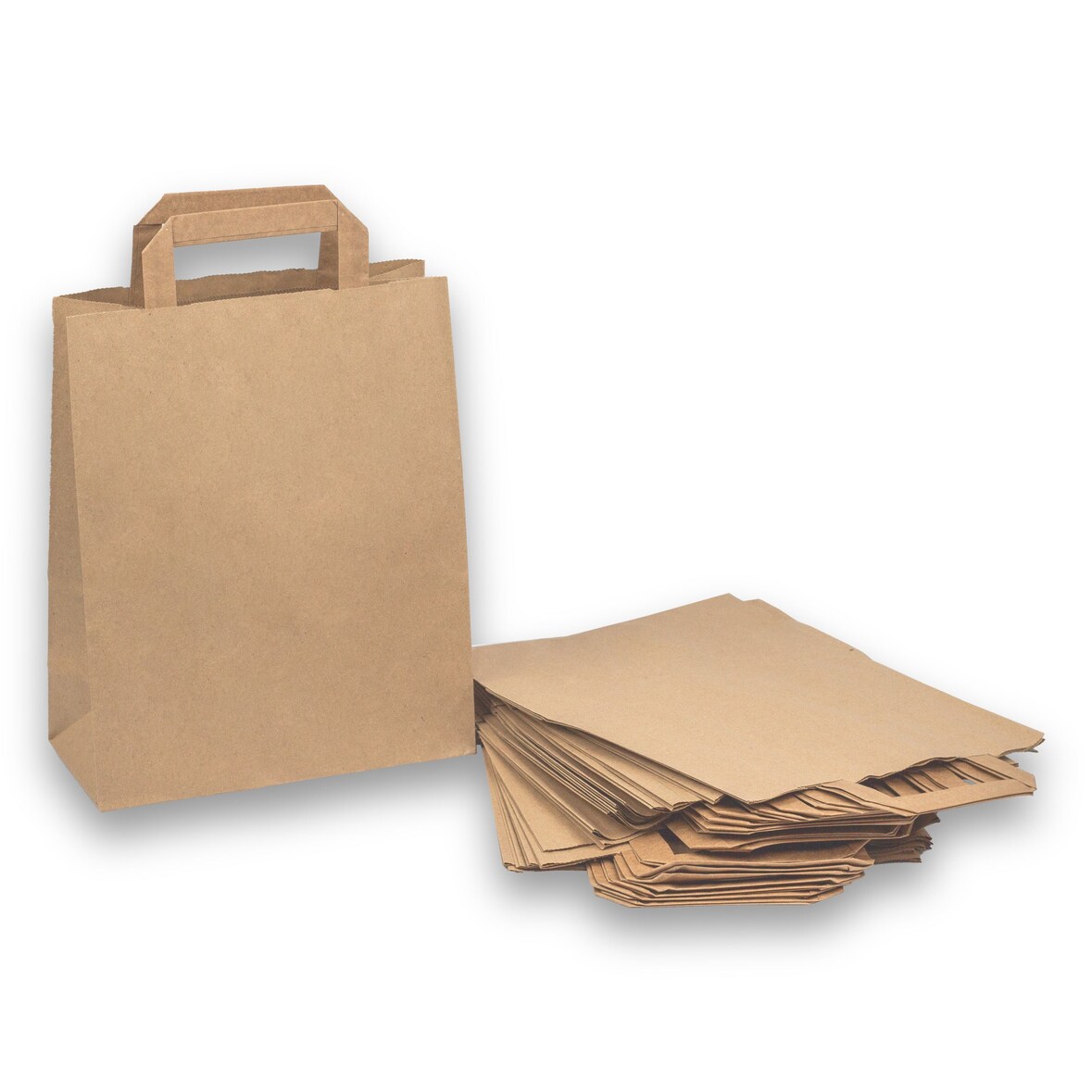 DayBays 1000 Stk. Papiertüten 18+8x22 cm Braun mit Flachhenkel