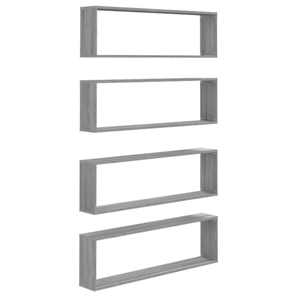 vidaXL Wandregale 4 Stk. Grau Sonoma 100x15x30 cm Holzwerkstoff